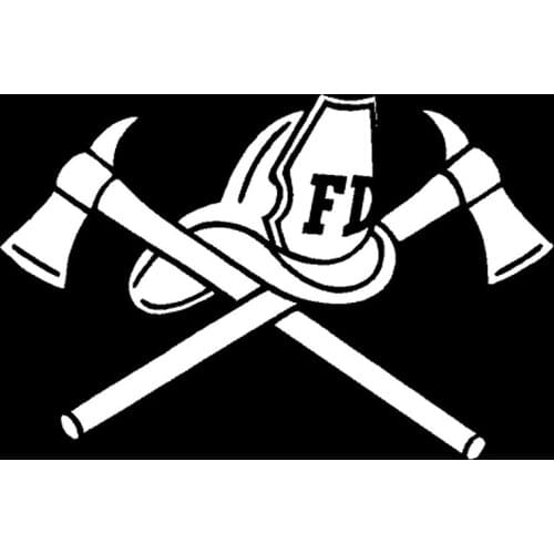 12.8x8.5CM FIRE FIGHTER Helmet Axes Fireman Fire Hot Fun Decal Car Sticker Vinyl Black/Silver S8-1346