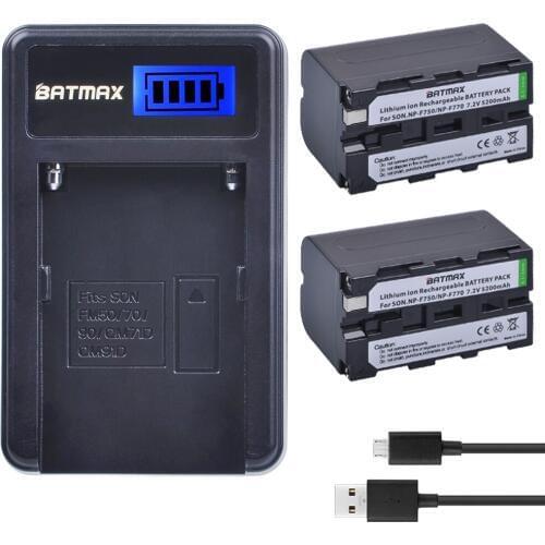 2Pc 5200mAh NP-F770 NP-F750 NP F770 np f750 NPF770 Batteries + LCD USB Charger for Sony CCD-SC5 CCD-SC55 CCD-SC65 DCR-SC100