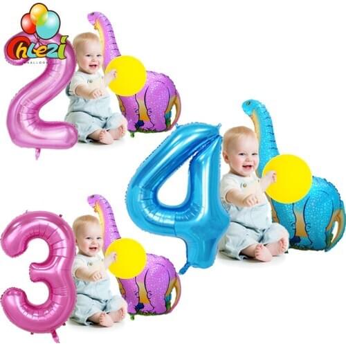 2pcs Dinosaur foil balloon 40 inch Blue Pink Number helium ballons birthday Party decoration supplies children' toys baby shower