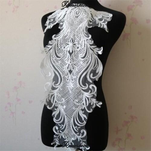 2Pc Super Quality Clear Sequins Embroidery Lace Flower Fabric Dress Veil Mesh Embroidery Fabric Handmade Clothing Material Patch