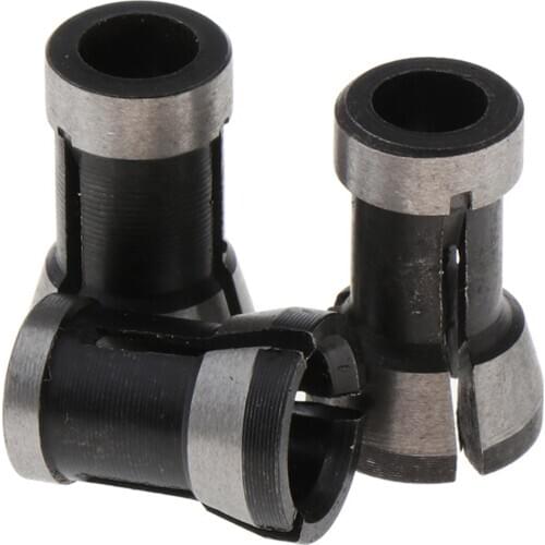 3Pcs Router Collet Set 6mm 6.35mm 8mm, Chuck Heads Adapter for Drills Engraving Trimming, Carving Machine