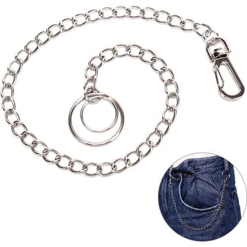 42cm Waist Chain Punk Hip Hop Rock Pants Chain Metal Keychains Key Ring Buckle Men Women Bag Trinket Pendant