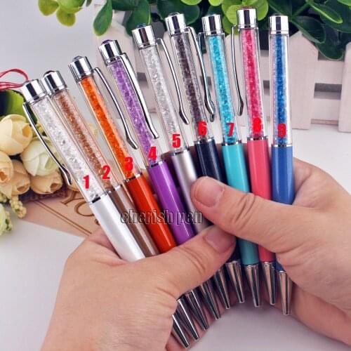 Promotion Gift Colorful Diamond Crystal Ballpoint Pen with Gem on the top Roller Ball Pens Writing Office Supplies