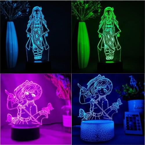 Anime Demon Slayer Acrylic 3D Led Night Light Cosplay Agatsuma Zenitsu Figure for Kids Child Bedroom Decor Kimetsu No Yaiba Gift
