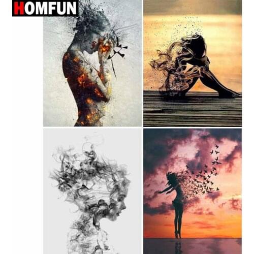 HOMFUN Full Square/Round Drill 5D DIY Diamond Painting "Woman portrait scene " Embroidery Cross Stitch 5D Home Decor Gift