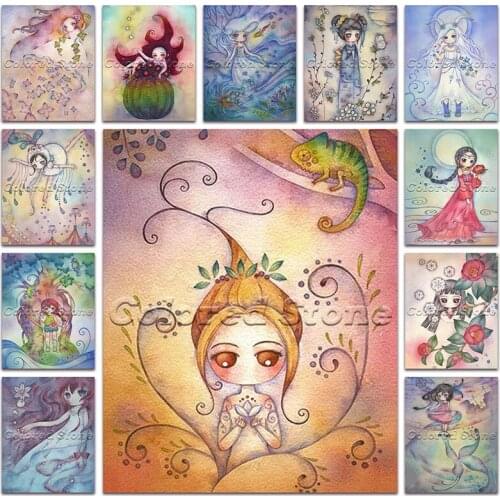 New Diamond painting Cartoon girl princess flower fairy 5D Full Square Drill embroidery Cross stitch 3D Round mosaic Drawing 080