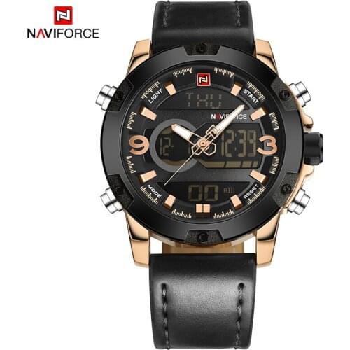 Relogio Masculino Naviforce Top Brand Luxury Sport Digital Military Men Watch Genuine Leather Chronograph Man Wristwatch 9097