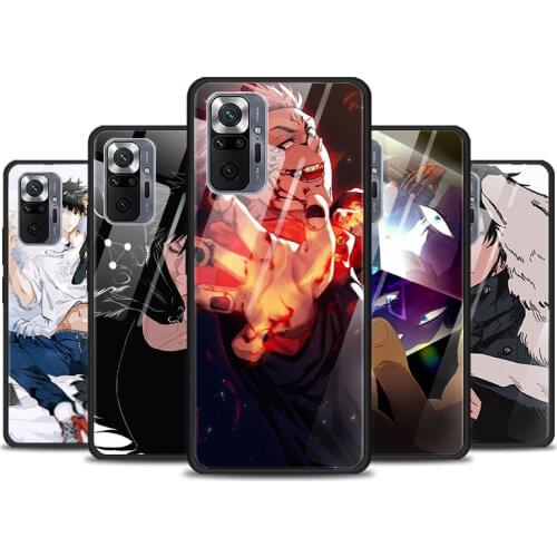 Hot Anime Jujutsu Kaisen For Xiaomi Redmi K40 K30 K20 9T 9C 9A 9 8A 7 Pro Plus Tempered Glass Phone Case