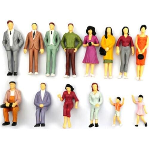 100Pcs People Figures ABS Material Model Building Passengers Train Scenery DIY Character Dollhouse Decorations Mixed Color Pose