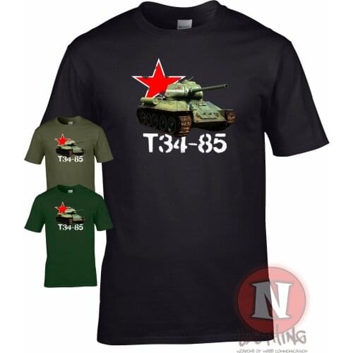 WW2 Russian Military Armour Soviet T34-85 Tank T-Shirt. Summer Cotton O-Neck Short Sleeve Mens T Shirt New S-3XL