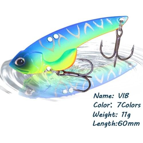 GOBYGO 1PCS 60MM 11G VIB Vibration Bait 3D Eyes Sinking Metal Bait Fishing Lures Spinner Spoon Pencil Winter Fishing Tackle