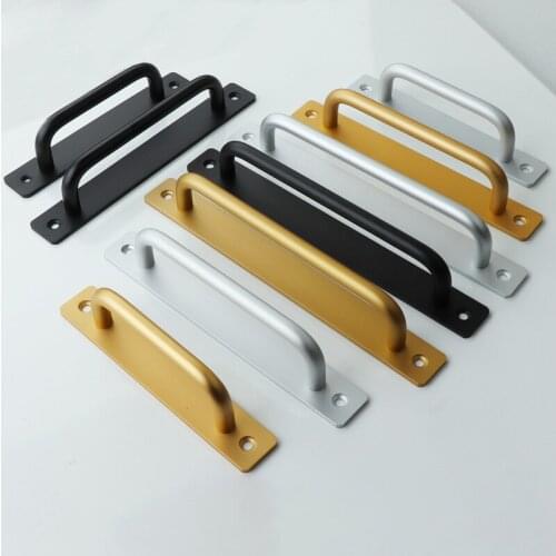 HJY 2pcs Wardrobe Handle Aluminual Alloy Cupboard Cabinet Pull Door Handle Black/Gold/White Furniture Drawer Hardware WG009