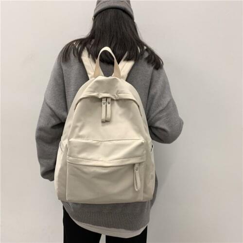 New Backpack Canvas Fashion Women School Backpack Pure Color Women Backpack Teenger Girl School Anti-theft Shoulder Bags Female