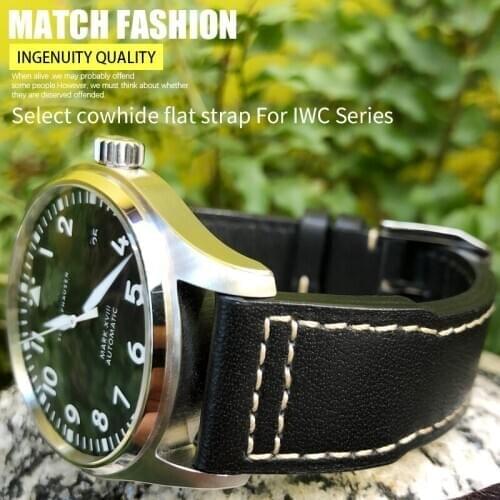 20mm 21mm 22mm Italian Cowhide Watch Strap Needle Buckle Leather Watch Band for IWC Mark PORTUGIESER PILOT Watch Accessories