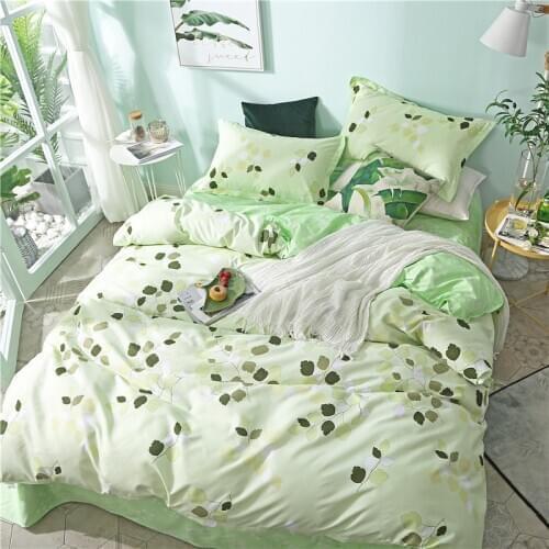 4Pcs Bed Cover Set Lovely Pattern With Green Plant Duvet Cover Adult Child Bed Sheets And Pillowcases Comforter Bedding Set