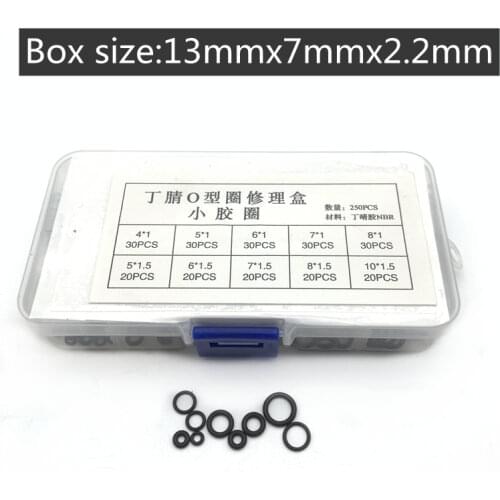 250pcs/Box NBR Seal Ring Kit Thickness 1 / 1.5mm Nitrile Rubber NBR O-Ring Gasket Sealing Ring O Rings Rubber Kit Set