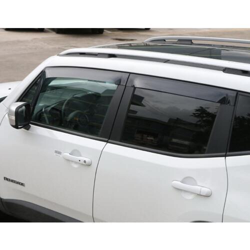 Car Exterior Window Roof Cover Rain Decor Strips Stickers 4PCS/Set Resin For Jeep Renegade 15-16
