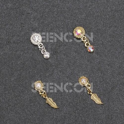 New 10pcs Golden Alloy Glitter 3d Nail Art pendant Decoration with Rhinestones Alloy Nails Charm Jewelry on Nails Salon Supplies