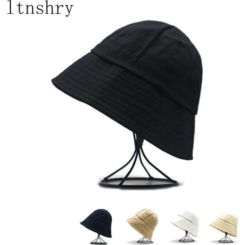 2021 fashion Cotton Bucket Hats Women Dome Sunscreen Panama Hat Men Pure Color Sunbonnet Fedoras Outdoor Fisherman Hat Beach Cap