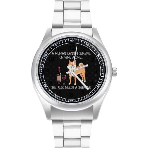 Shiba Inu Quartz Watch Steel Photo Wrist Watch Couple Sports Retro Upwrist Wristwatch