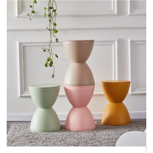 Nordic Plastic Stool Multi-Function Side Table Creative Hourglass Small Stool Simple&Fashionable Changing Shoes Round Stool