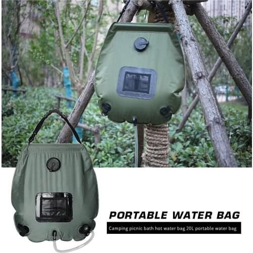 Solar Hot Shower Bath Bag PVC Water Storage Bag Portable Outdoor Camping Hiking Beach Bathing Accessory Travel Hiking Equipment