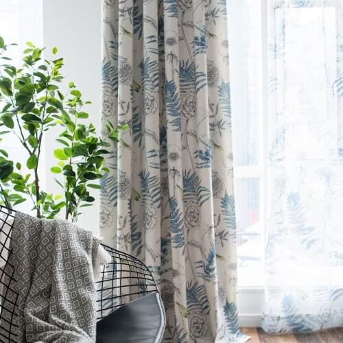 Modern and Simple Polyester-cotton Printed Curtains Finished Custom Shading Curtains for Living Dining Room Bedroom