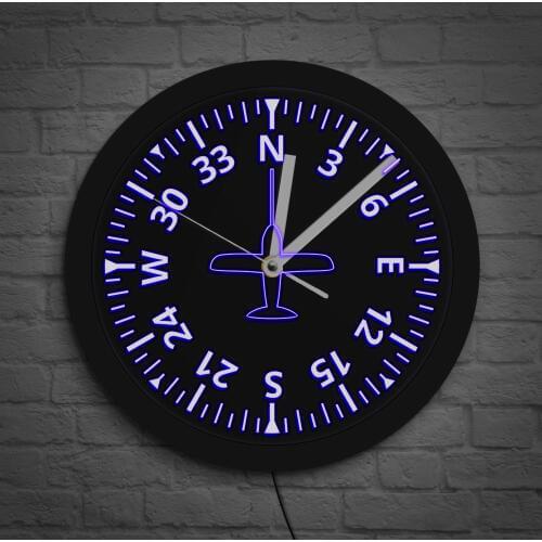 Plane Cockpit Instruments Aircraft Gauges Aviation LED Lighting Wall Clock Airplane Control Luminous Wall Light Pilot Home Decor