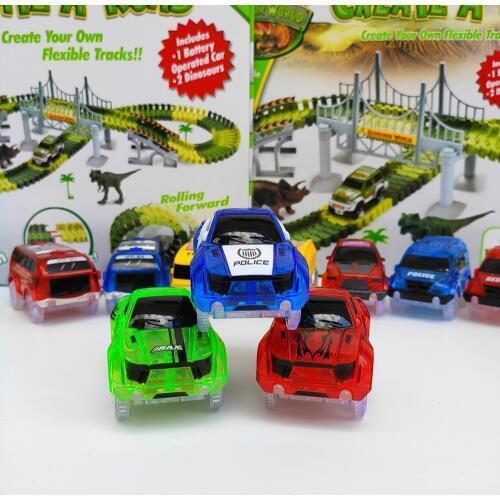 5.4cm Magic Electronics LED Car Toys With Flashing Lights Educational Toys For Children Birthday Party Gift Play With Tracks