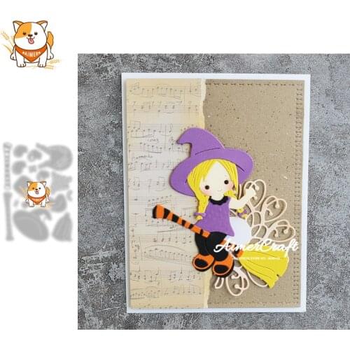 Witch Halloween Metal Cutting Dies Mold Knife Scrapbooking Stencil DIY Embossing Craft Die Cuts Card Making New Dies For 2021