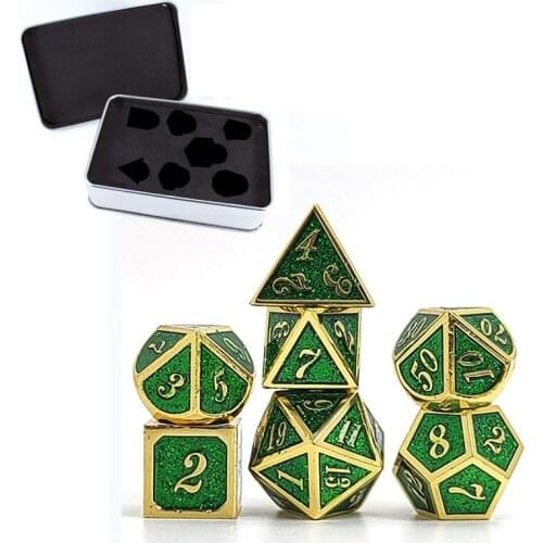 X5QF Italic Style Metal Dice Set,7 PCS Metallic Role-playing DND Game D&D Dice with Free Metal Case for D&D Game Role Playing