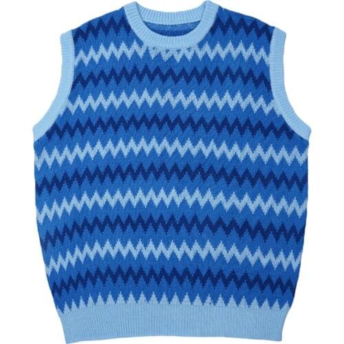 Women Winter Fashion Blue&Pink&Khaki Vintage Harajuk Y2K Oversized Houndstooth Knitted Vest Sweater Vintage Sleeveless Waistcoat