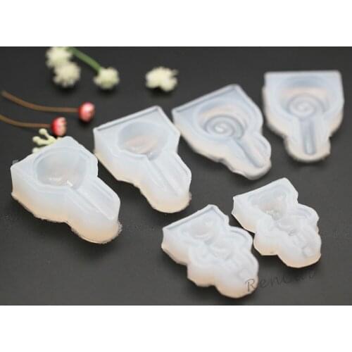 1pcs Transparent bear lollipop UV Silicone Resin Mold Liquid Silicone Combination Molds For Necklace Earring Jewelry Making