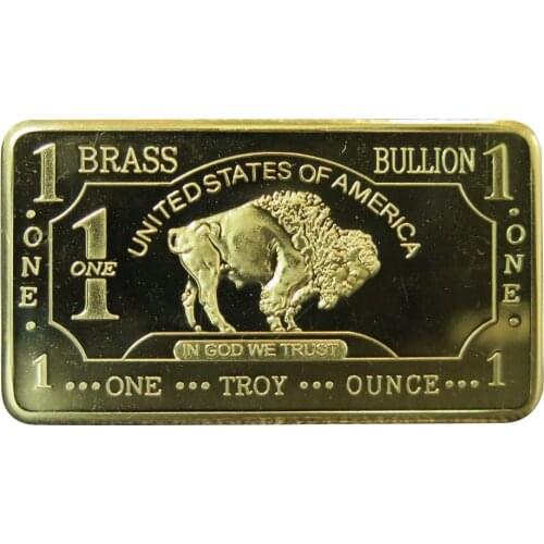 1oz brass buffalo bar with buffalo on the back B51
