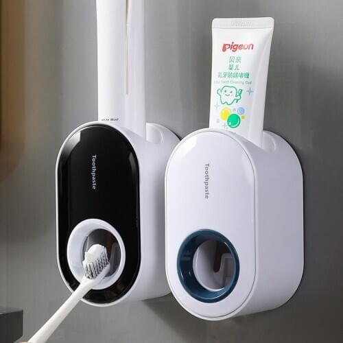 2/1 Pcs Automatic Toothpaste Dispenser Suction Wall Mounted Toothpaste Shelf Toothpaste Extruder Bathroom Accessories
