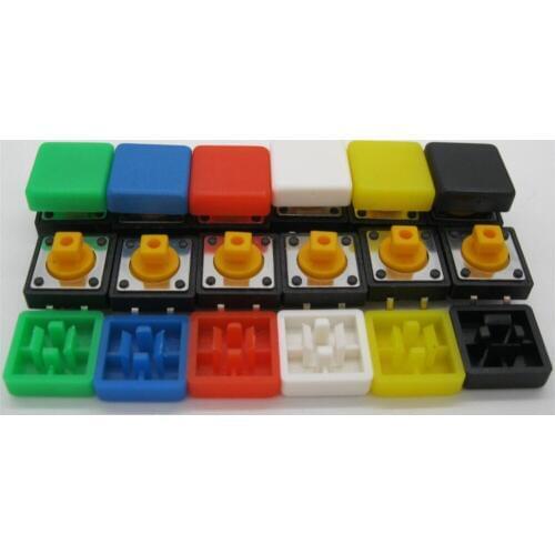 25PCS B3F-4055 Tactile Touch Push Button Switch Momentary 12*12*7.3MM tact Micro switch button +25PCS colors Tact Cap