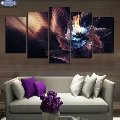 5d diy Diamond Painting Abstract Colorful Flowers 3d Diamond Embroidery 5 pcs Full Square drill Diamond Mosaic Home Decor