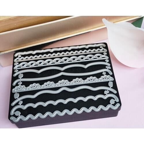 9pcsSet Decorative Cards Edges Lace Border Metal Cutting Dies Stencil for DIY Scrapbooking Album Embossing Cards Crafts Die