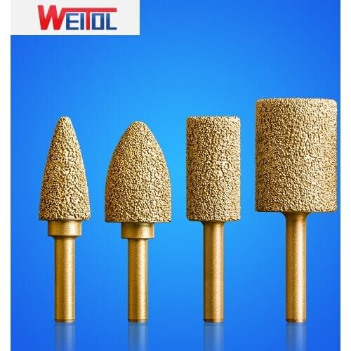 Weitol 6mm diamond brazed grinding head burrs bit for metal marble