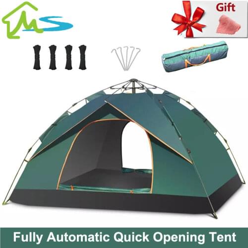 3-4 Person Fully Outdoor Automatic Quick Open Tent Waterproof Tent Camping Family Outdoor Llightweight Instant Setup Tent