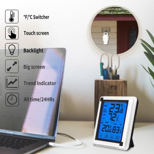 Touch screen Wireless Weather Station ℃/℉ Thermometer Hygrometer with 3 Forecast Sensor Temperature Humidity Monitor