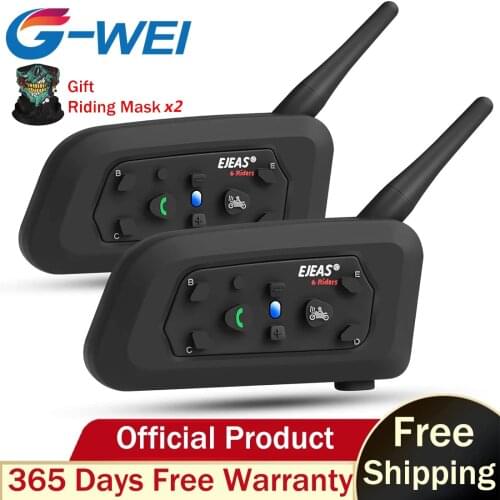 EJEAS V6 Pro Bluetooth Intercom Motorcycle Accessories Speaker 1200m Interphone Helmet Headset Speaker Wireless for 6 Riders