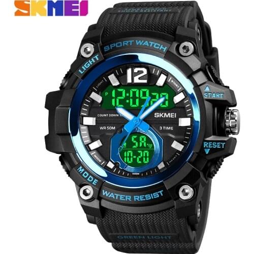 Sport Watch Men Military 5Bar Waterproof Quartz Watches Dual Display Wristwatches relogio masculino SKMEI Watches montre homme