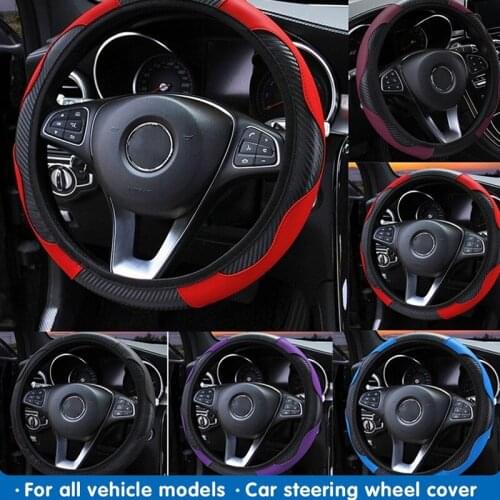 Car Steering Wheel Cover Breathable Anti Slip PU Leather Steering Covers Suitable 37-38cm Auto Decoration internal Accessories