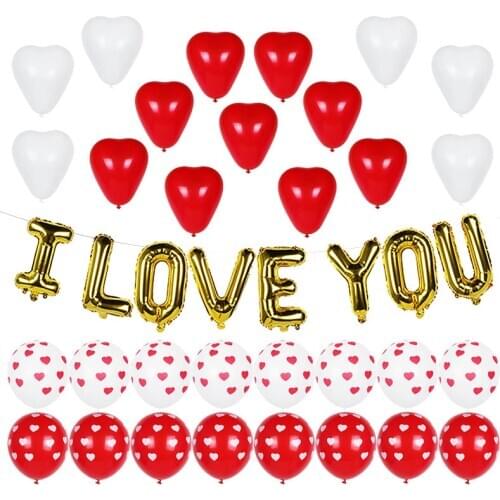 Valentine Day balloons heart Romantic Wedding I Love You Foil Balloons Ballons Rose Bear Gift Wedding Decorations Valentines