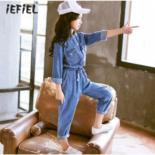 New Spring Autumn Kids Clothing Set Girls Denim Clothes Suit Long Sleeve Coat Tops + Jeans Pants Trousers Children Tracksuit