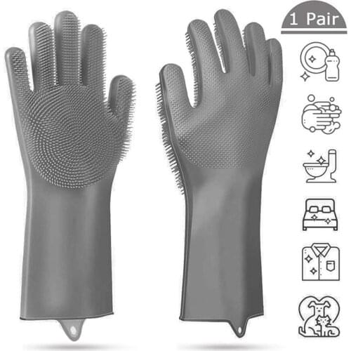 Good Silicone Dishwashing Gloves Cleaning Scrubbing-Dish Wash Silicone Sponge Scrubby Gloves For Washing Dish Kitchen Car Pet