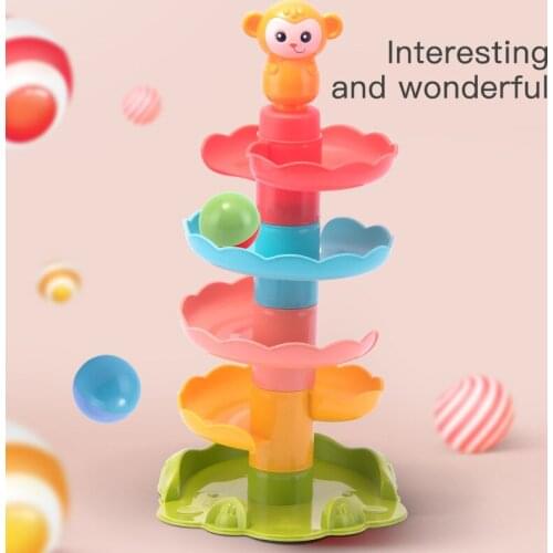 Bath Toys Stacking Track Rotating Rolling Ball Sliding Tower Bathtub Kids Play Water Games Tool Shower Fun Early Education Toys