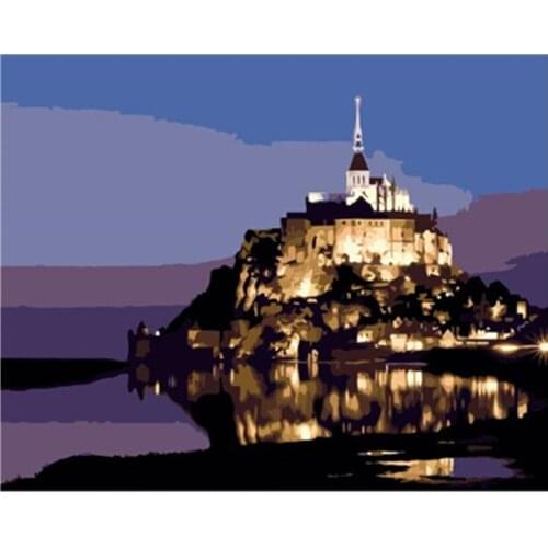 Painting By Number DIY Dropshipping big size Waterside night view Landscape Canvas Room Decoration Art picture Child Gift