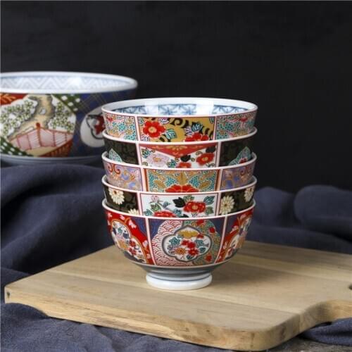Japanese style 4.5 inch ceramic household rice soup ramen hand-pulled noodles bowl retro creative dinnerware tableware